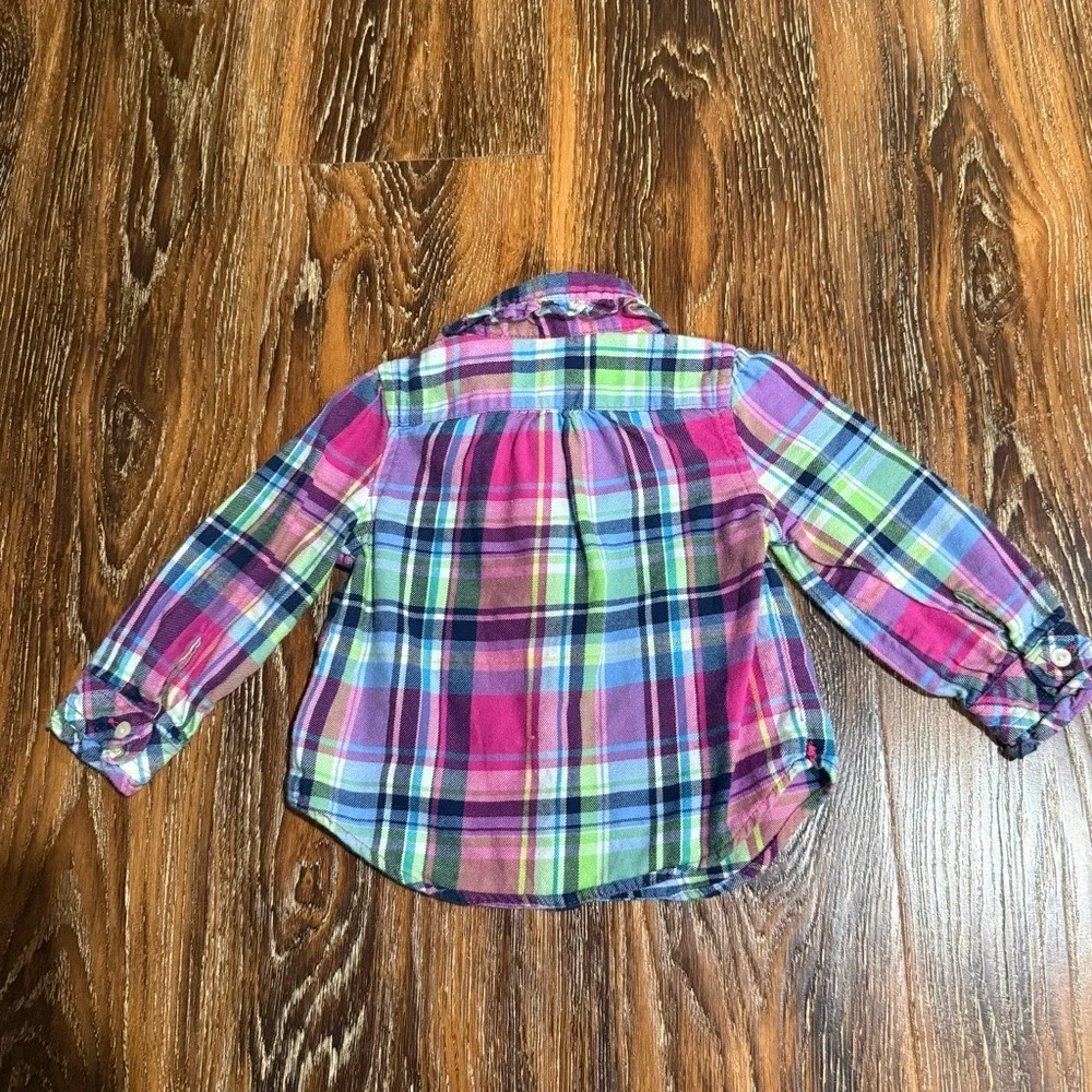 Vintage Ralph Lauren Girls Size 9M Kids Multicolor Plaid Button-Down Shirt